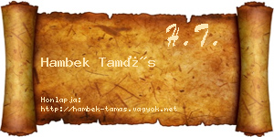 Hambek Tamás névjegykártya